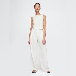 NWT! GAP Off White 365 High Rise Linen-Blend Trousers - 6 TALL 🩷